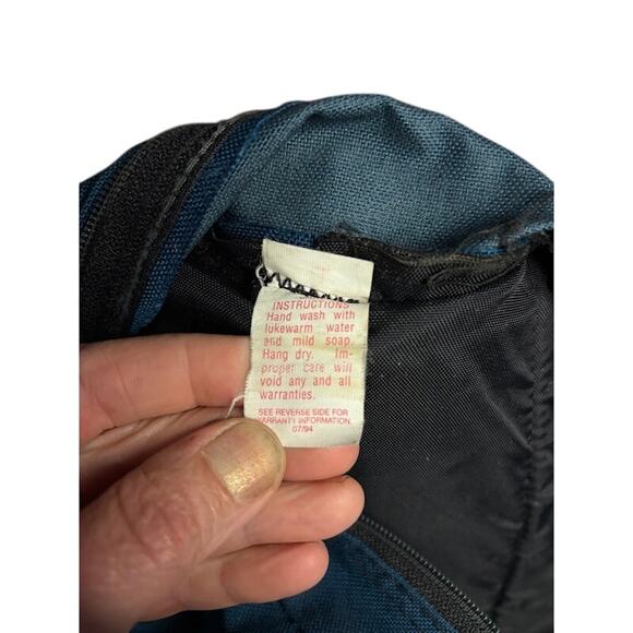 Vintage 90s 1994 JanSport Blue Green Backpack Suede Leather Bottom Backpack - Picture 8 of 12